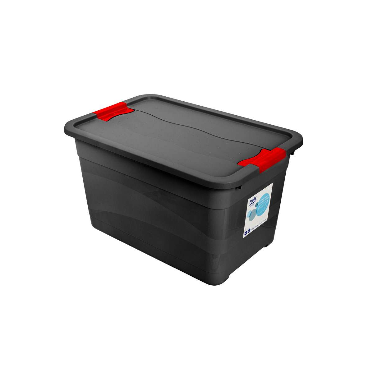 Storage back with lid in extra impact resistant plastic